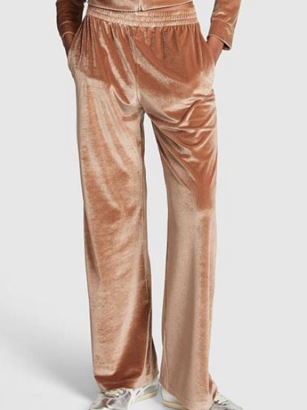 PINK BY VICTORIA’S SECRET•Velour Shine Logo Wide-Leg Pants - Picture 2 of 8